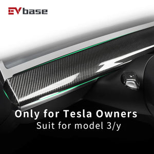 EVBASE Real Carbon Fiber Tesla Dashboard Front Door Cover Trim para el modelo 3 Y