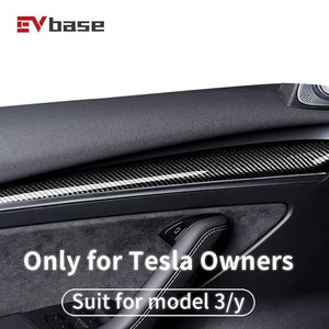 EVBASE Real Carbon Fiber Tesla Dashboard Front Door Cover Trim For Model 3 Y 2017-2024 Year