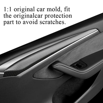 EVBASE Real Carbon Fiber Interior Front Door Trim Cover For Tesla Model 3 Y