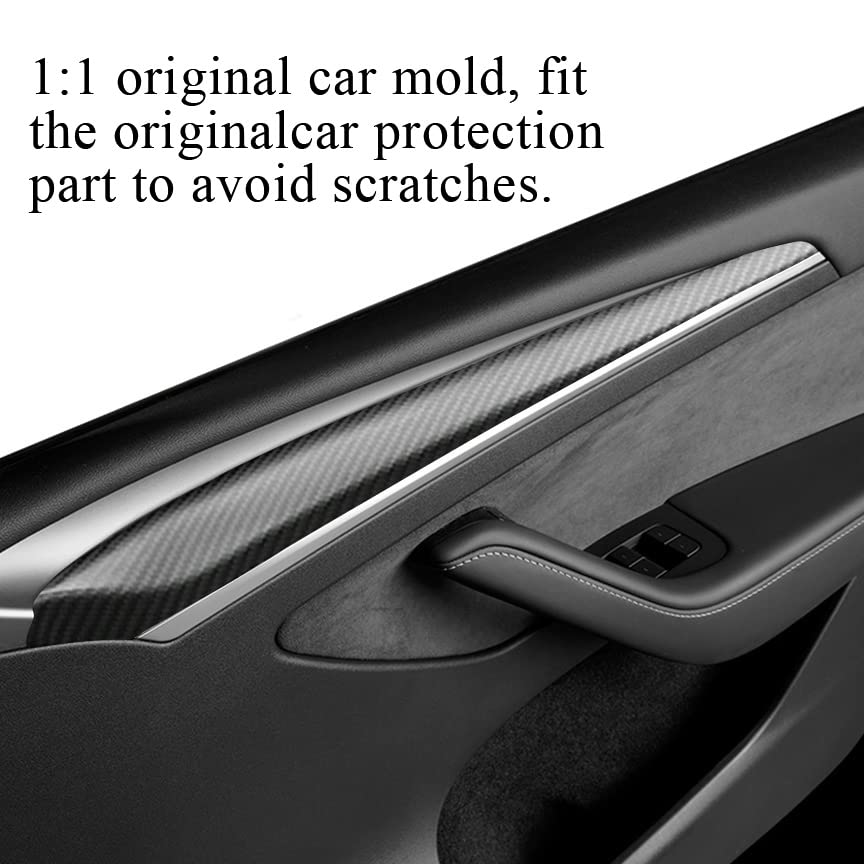 EVBASE Real Carbon Fiber Interior Front Door Trim Cover For Tesla Model 3 Y