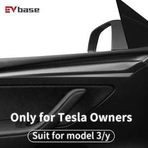 EVBASE Tesla Real Carbon Fiber Interior Front Door Trim Cover para el modelo 3 Y