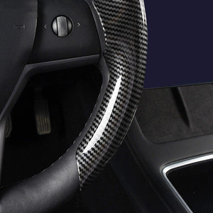 EVbase Model 3 Y Real Carbon Fiber Steering Wheel Trim Cover Tesla Carbon Fiber Interior Accessories