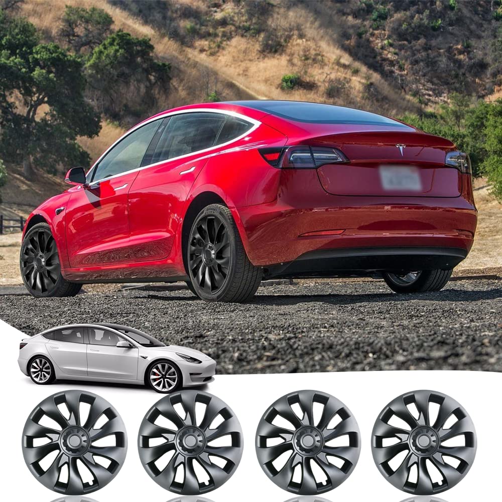 Model 3 18inch Überturbine Wheel Cover for Tesla 3 18inch Aero Wheel Caps Matte 4pcs