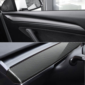 EVBASE Real Carbon Fiber Tesla Dashboard Front Door Cover Trim For Model 3 Y