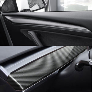 EVBASE Real Carbon Fiber Tesla Dashboard Front Door Cover Trim For Model 3 Y 2017-2024 Year