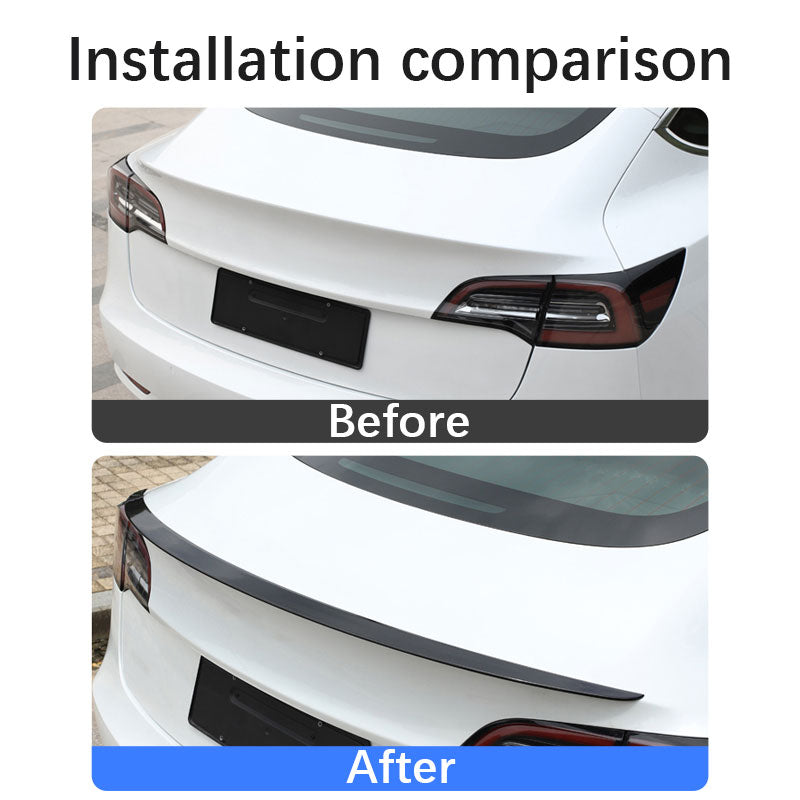 Tesla Model 3 Real Carbon Fiber Spoiler & logos Installation 