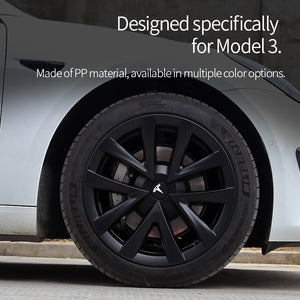 EVBASE Model 3 18inch Arachnid Wheel Covers Replacement Wheel Cap Model 3 Matte 4PCS
